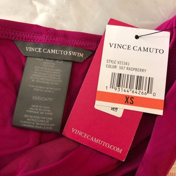 Vince Camuto Swim Raspberry Bikini Bottoms Ruched Back Shirred Cheeky Size XS - Picture 5 of 6
